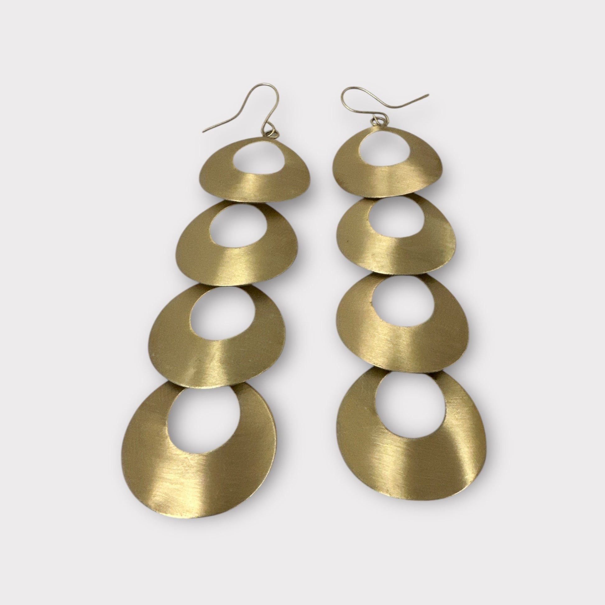 Long Brass Statement Earrings | Geometric Dangle Earrings | Handmade Jewellery - Fatisha Boutique