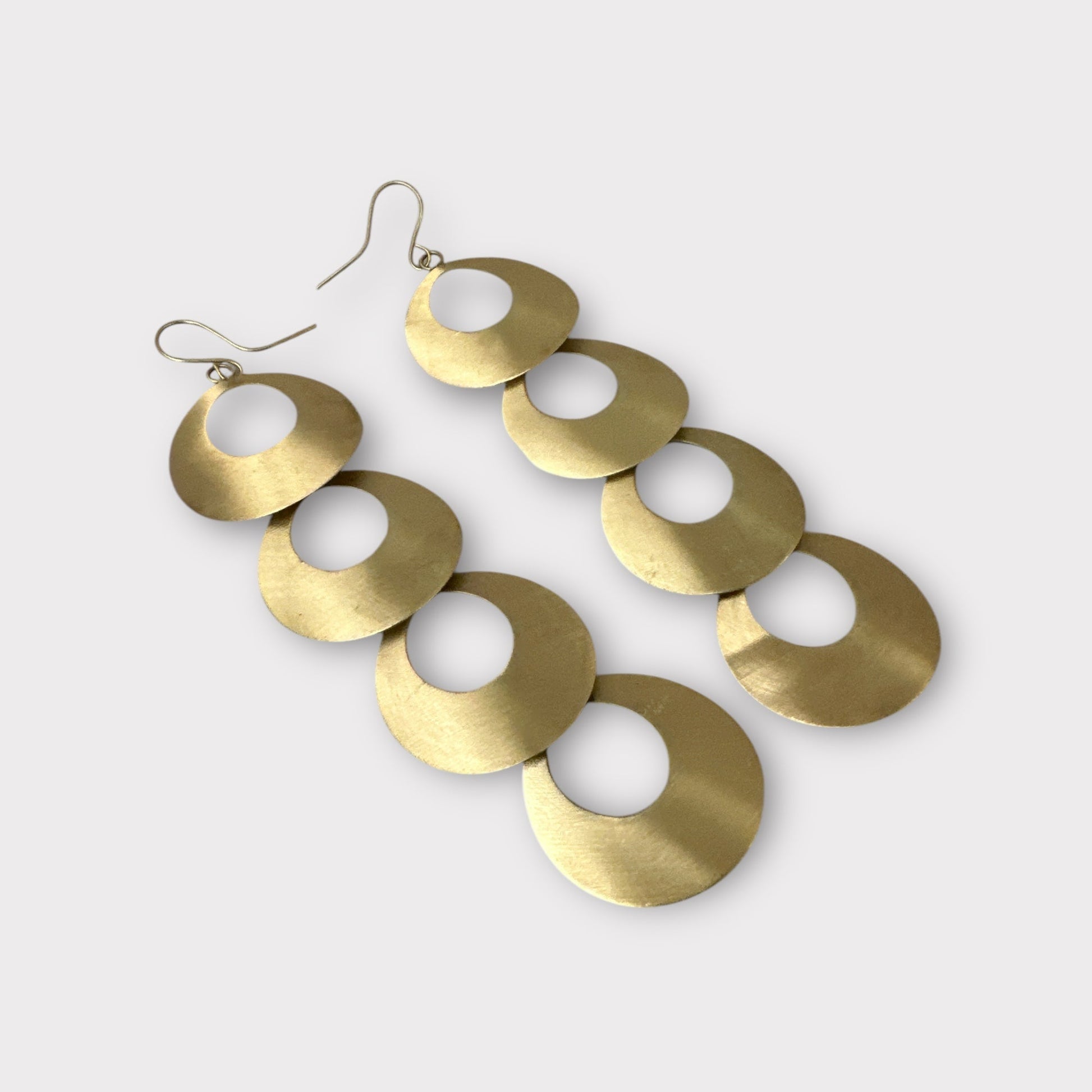 Long Brass Statement Earrings | Geometric Dangle Earrings | Handmade Jewellery - Fatisha Boutique