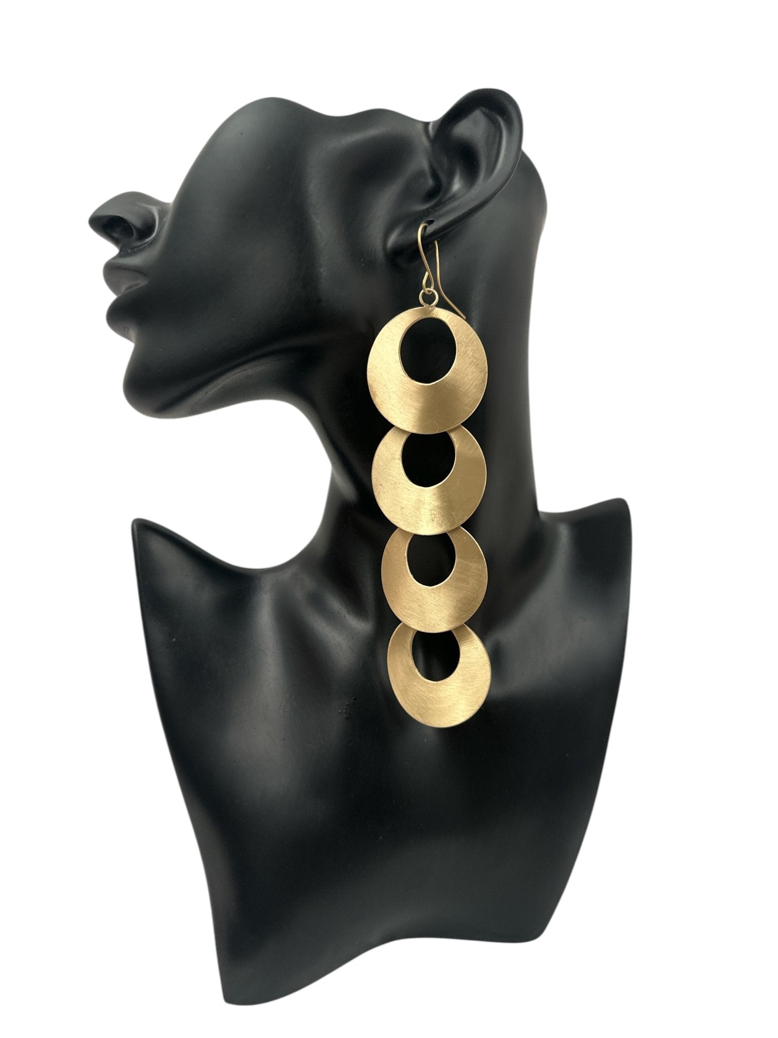 Long Brass Statement Earrings | Geometric Dangle Earrings | Handmade Jewellery - Fatisha Boutique