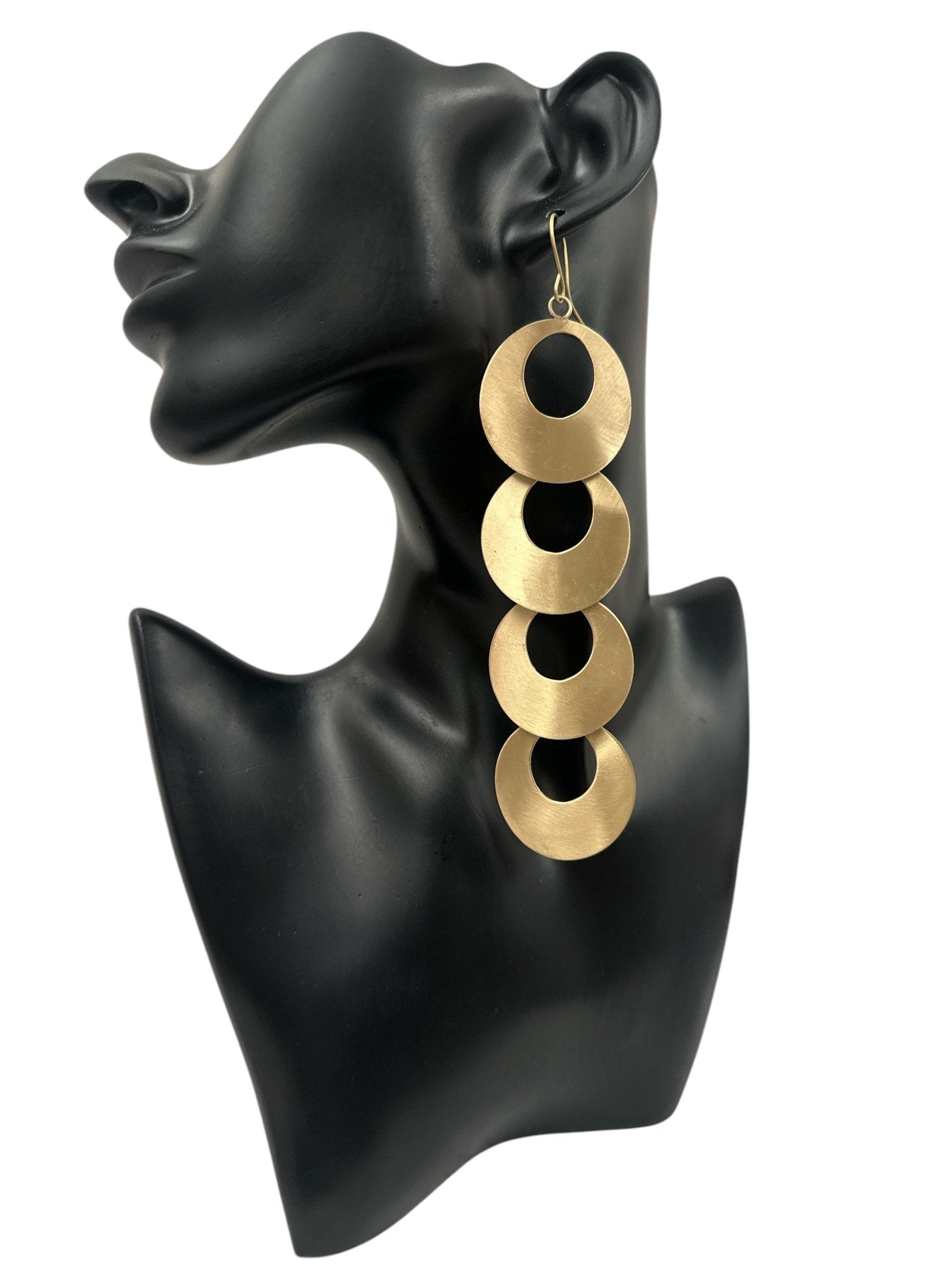 Long Brass Statement Earrings | Geometric Dangle Earrings | Handmade Jewellery - Fatisha Boutique