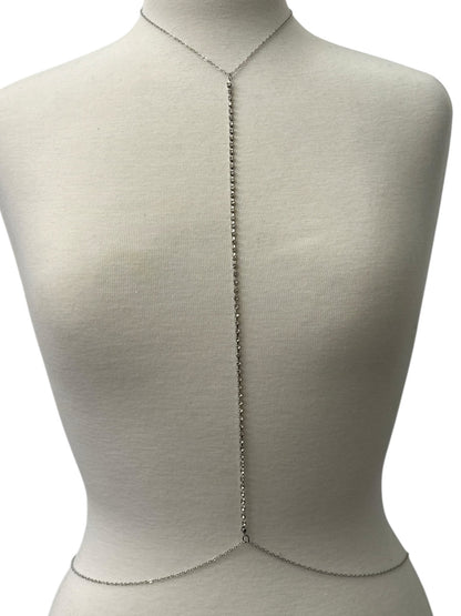 Long Centred Rhinestone Bralette Statement Body Chain - Fatisha Boutique