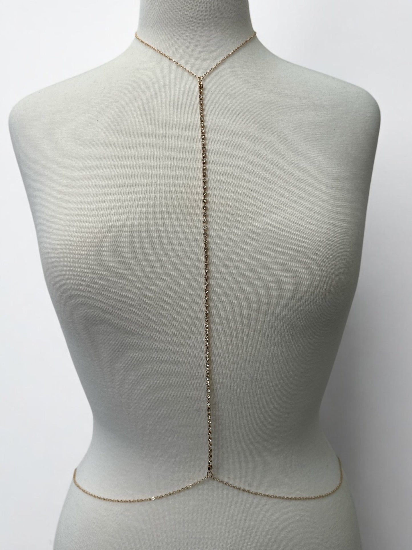 Long Centred Rhinestone Bralette Statement Body Chain - Fatisha Boutique
