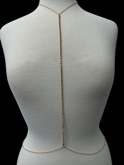 Long Centred Rhinestone Bralette Statement Body Chain - Fatisha Boutique