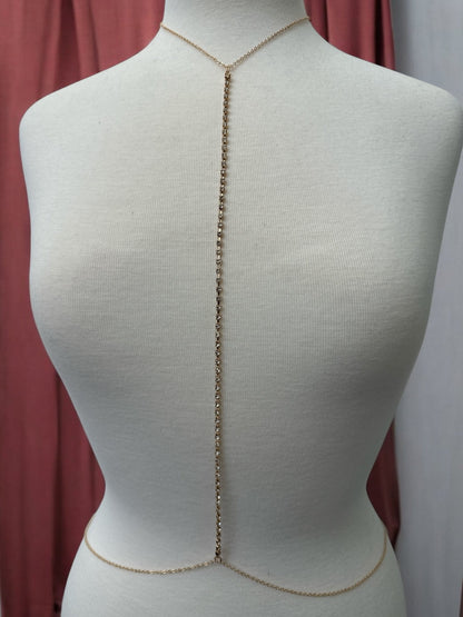 Long Centred Rhinestone Bralette Statement Body Chain - Fatisha Boutique
