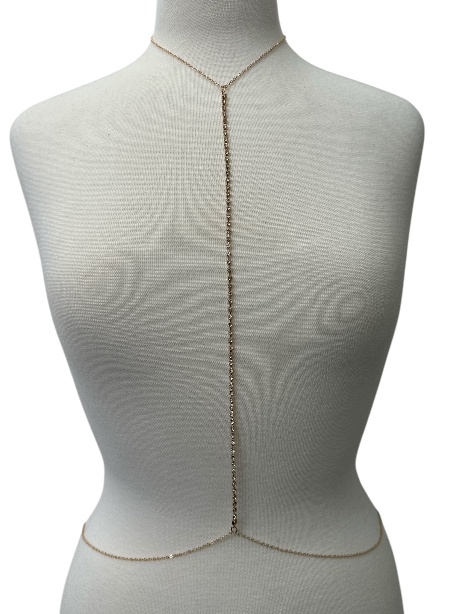 Long Centred Rhinestone Bralette Statement Body Chain - Fatisha Boutique