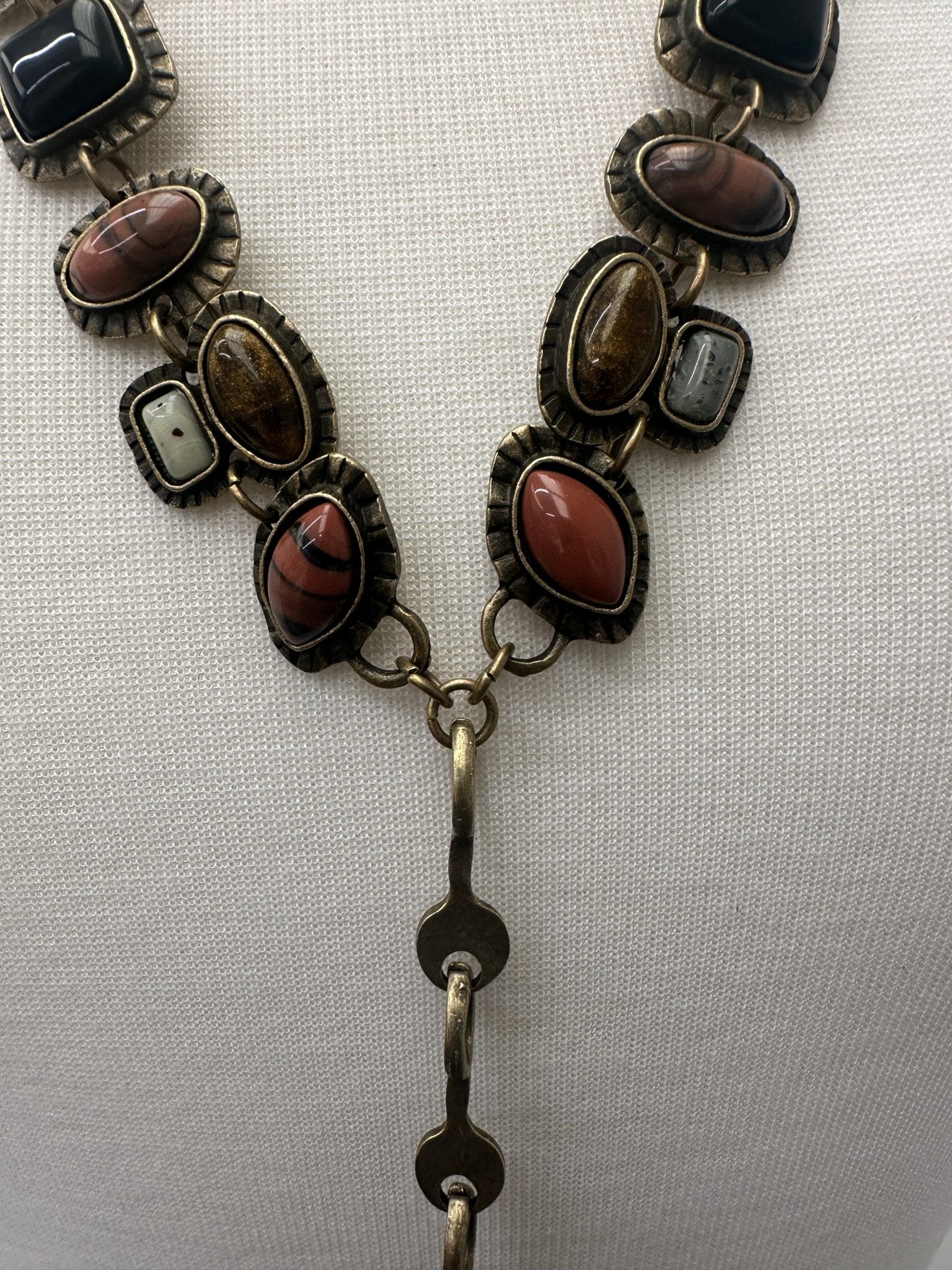 Long Charming Multicolour Retro Vintage Style Tribal Resin Statement Necklace - Fatisha Boutique