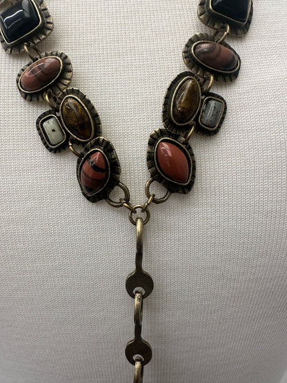 Long Charming Multicolour Retro Vintage Style Tribal Resin Statement Necklace - Fatisha Boutique