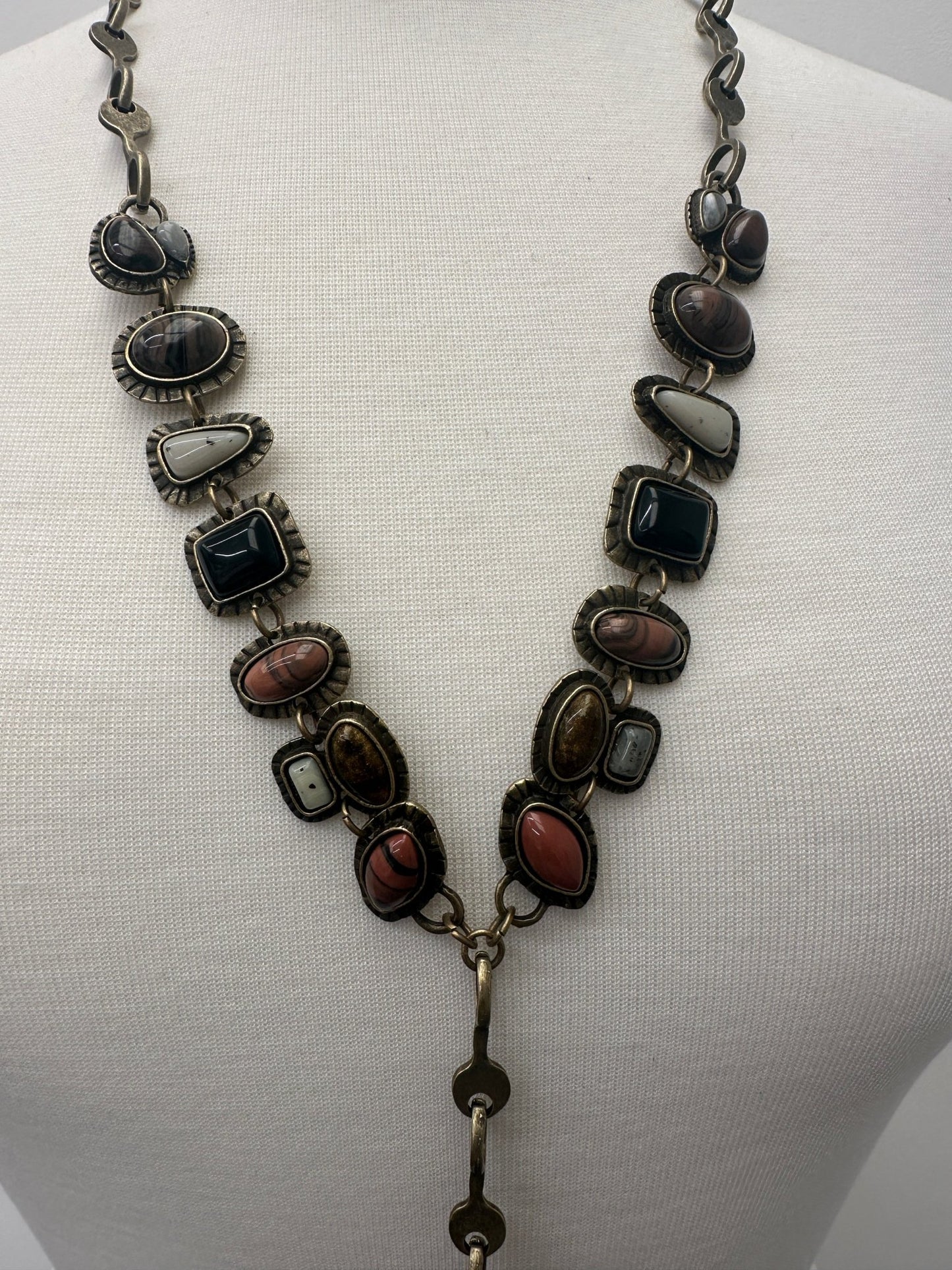 Long Charming Multicolour Retro Vintage Style Tribal Resin Statement Necklace - Fatisha Boutique