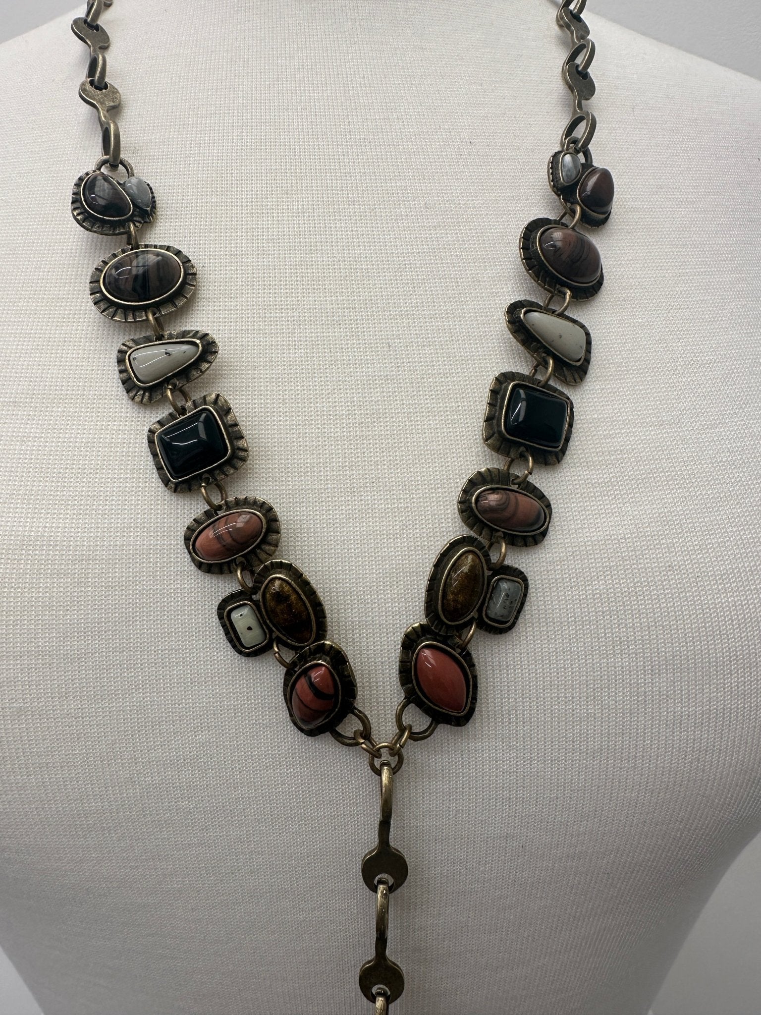Long Charming Multicolour Retro Vintage Style Tribal Resin Statement Necklace - Fatisha Boutique