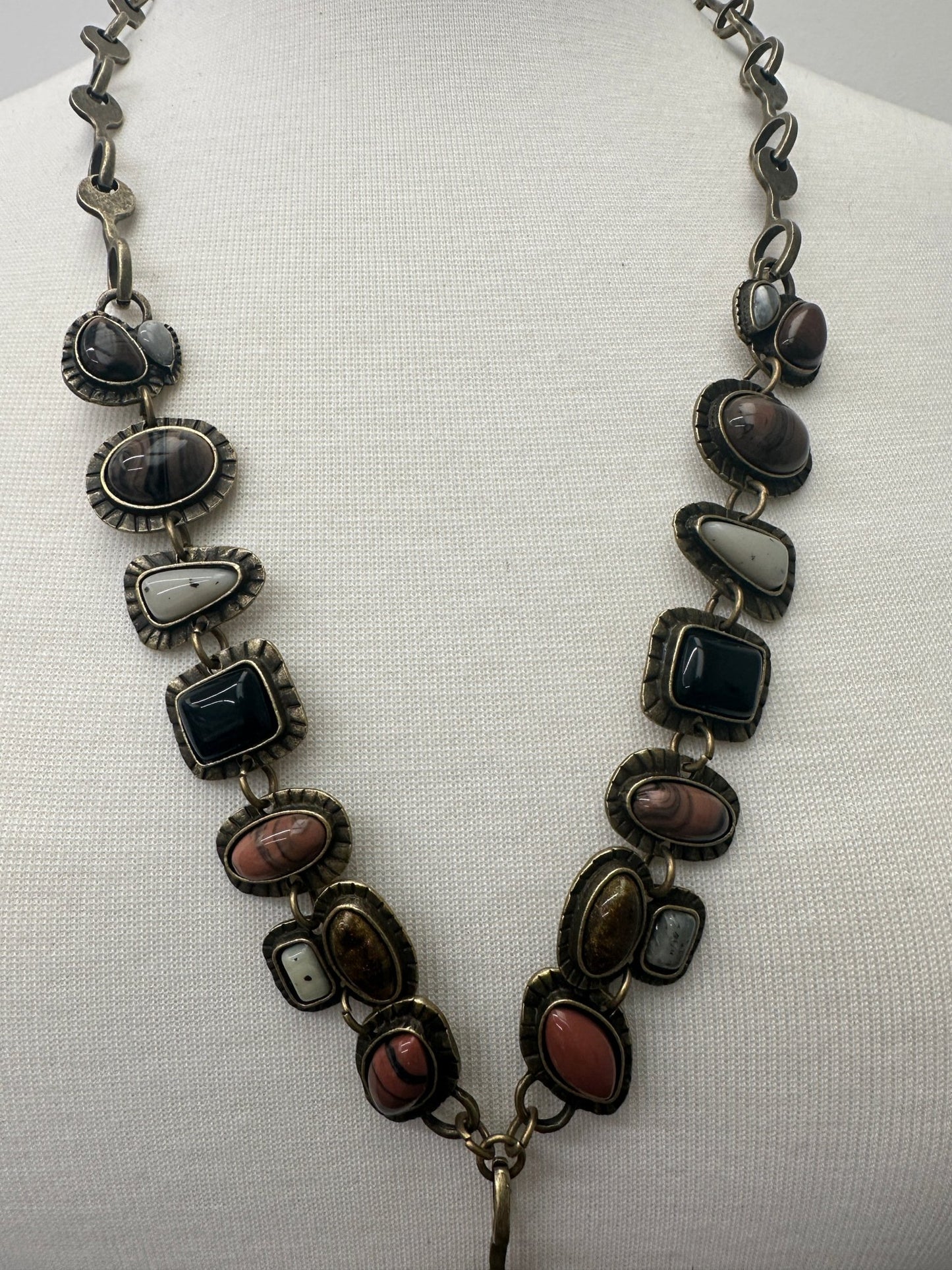 Long Charming Multicolour Retro Vintage Style Tribal Resin Statement Necklace - Fatisha Boutique