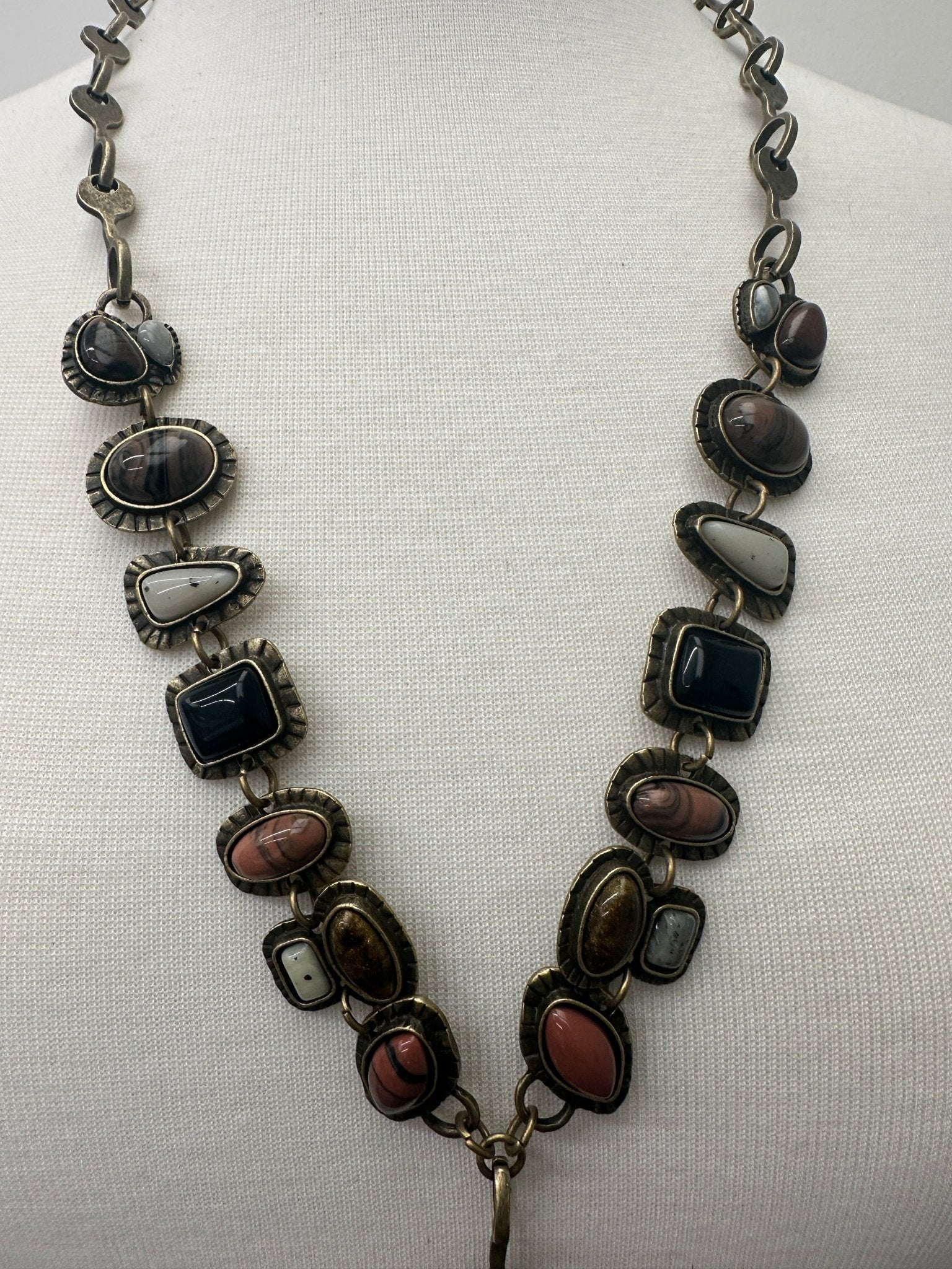 Long Charming Multicolour Retro Vintage Style Tribal Resin Statement Necklace - Fatisha Boutique