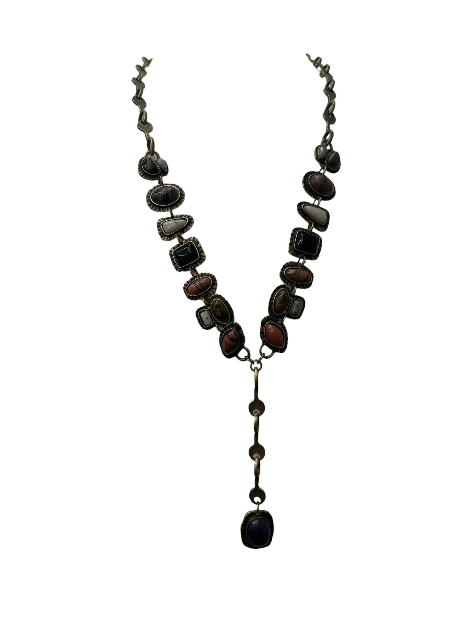 Long Charming Multicolour Retro Vintage Style Tribal Resin Statement Necklace - Fatisha Boutique