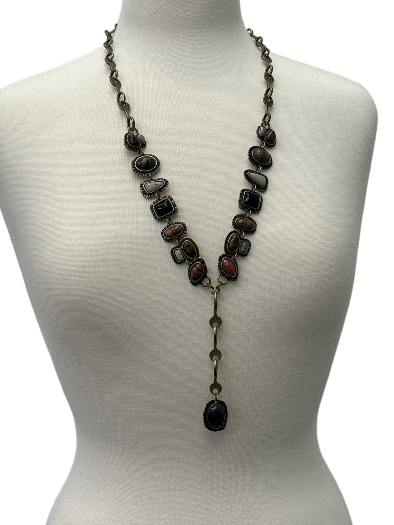 Long Charming Multicolour Retro Vintage Style Tribal Resin Statement Necklace - Fatisha Boutique
