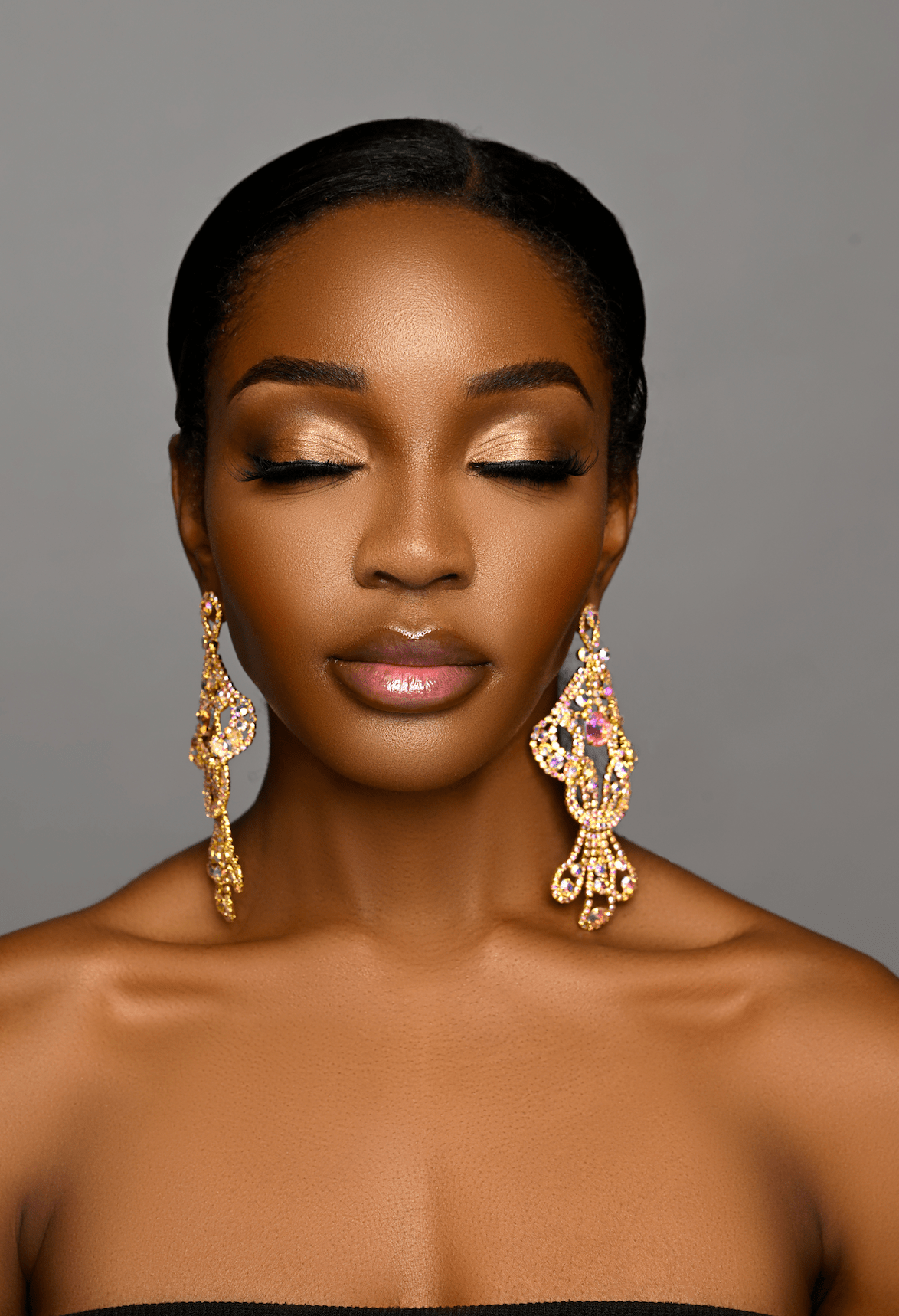 Long Elegant AB Colour Diamante Rhinestone Tassel Teardrop Dangle Earrings - Fatisha Boutique