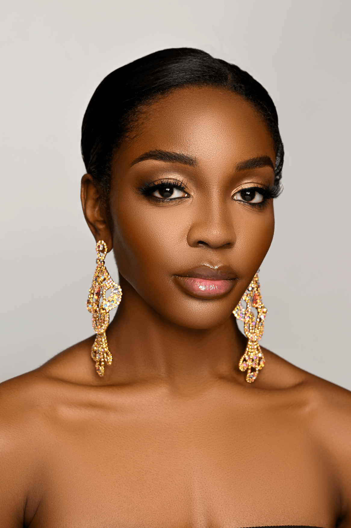 Long Elegant AB Colour Diamante Rhinestone Tassel Teardrop Dangle Earrings - Fatisha Boutique