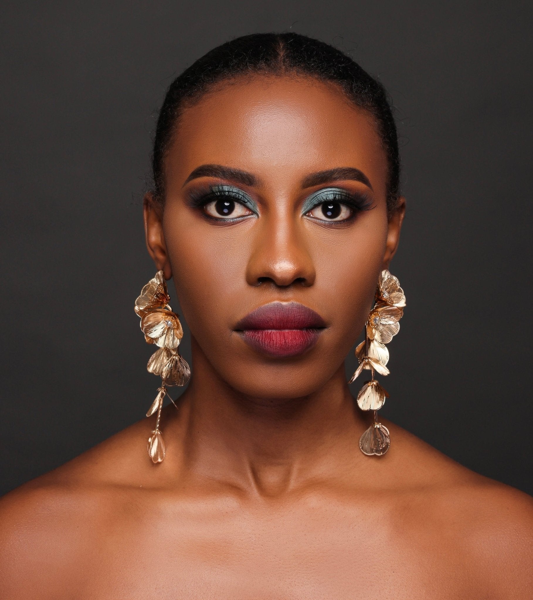 Long Elegant Alloy Flower Rhinestone Statement Dangle Earrings - Fatisha Boutique