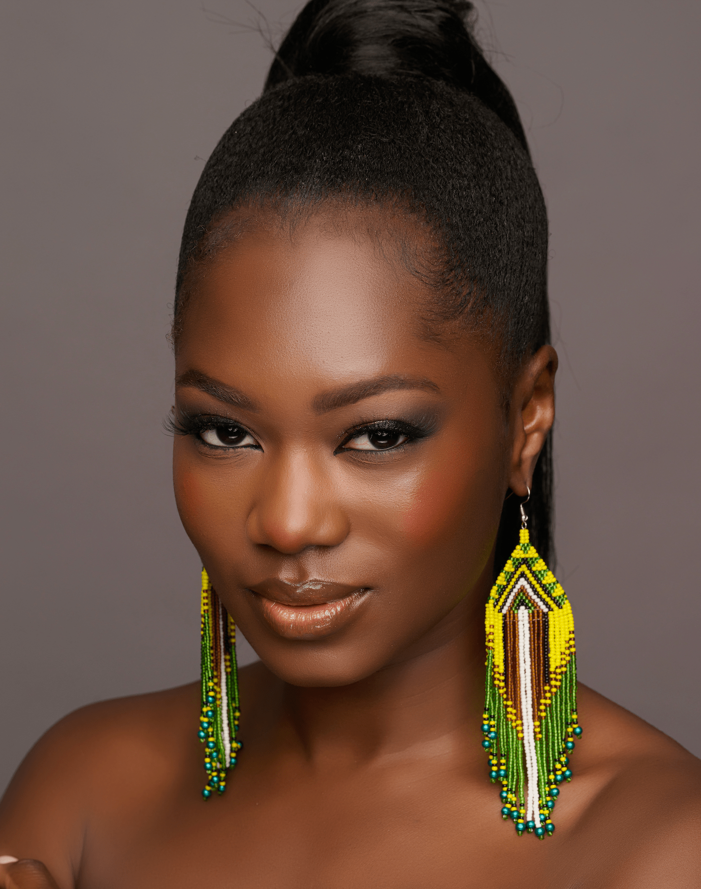 Long Elegant Authentic Green African Ethnic Native Dangle Earrings - Fatisha Boutique