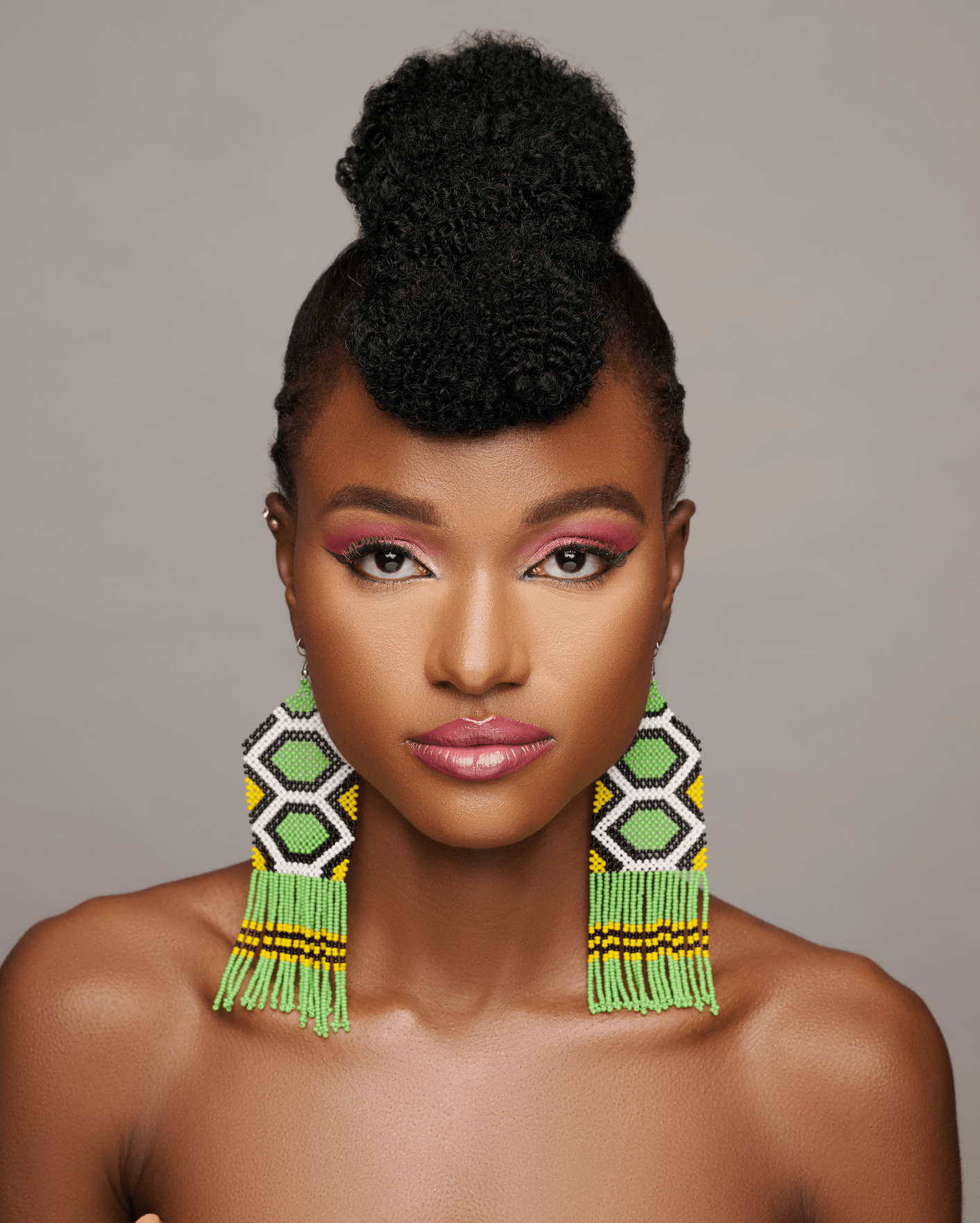 Long Elegant Authentic Green African Ethnic Native Dangle Statement Earrings - Fatisha Boutique
