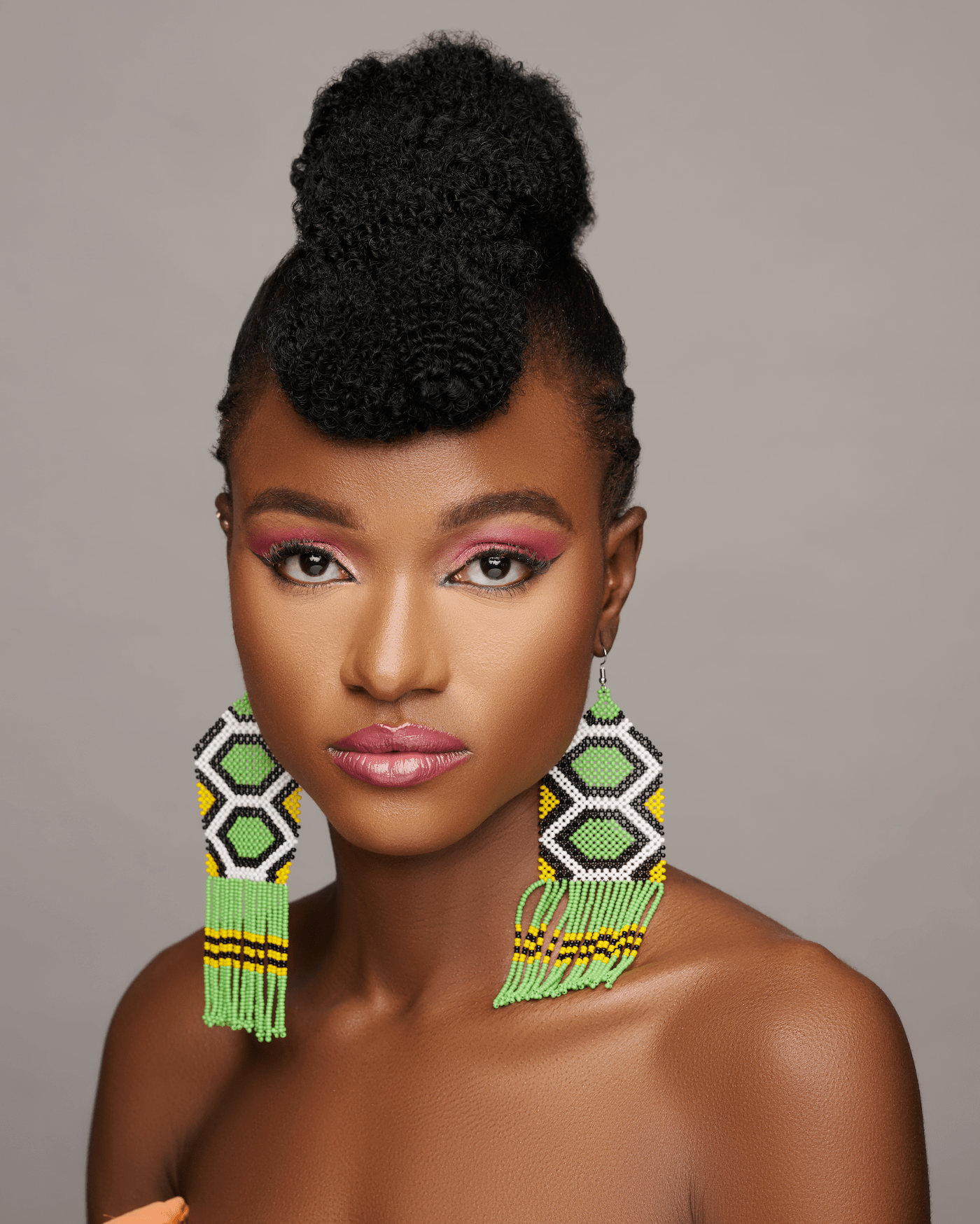 Long Elegant Authentic Green African Ethnic Native Dangle Statement Earrings - Fatisha Boutique