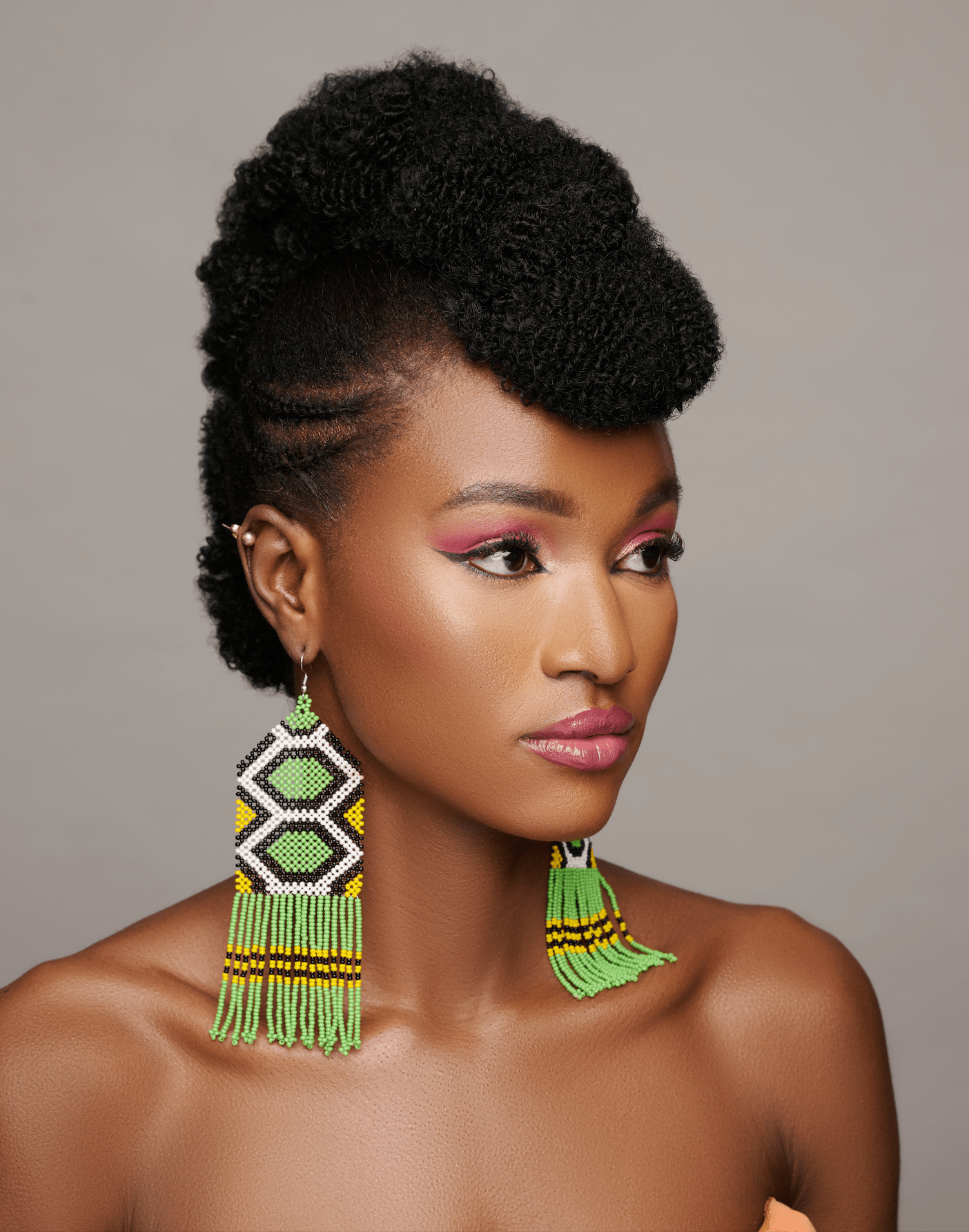 Long Elegant Authentic Green African Ethnic Native Dangle Statement Earrings - Fatisha Boutique