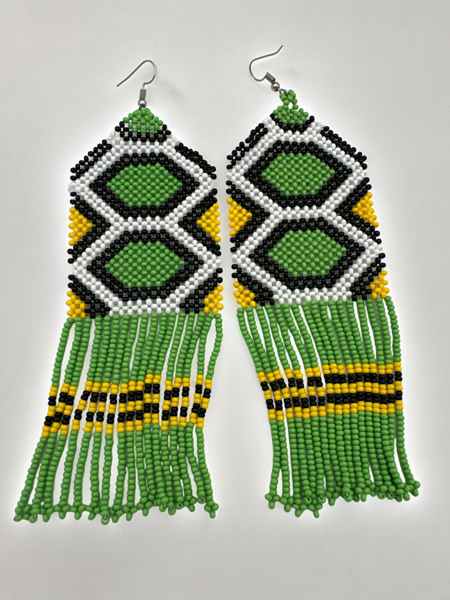 Long Elegant Authentic Green African Ethnic Native Dangle Statement Earrings - Fatisha Boutique