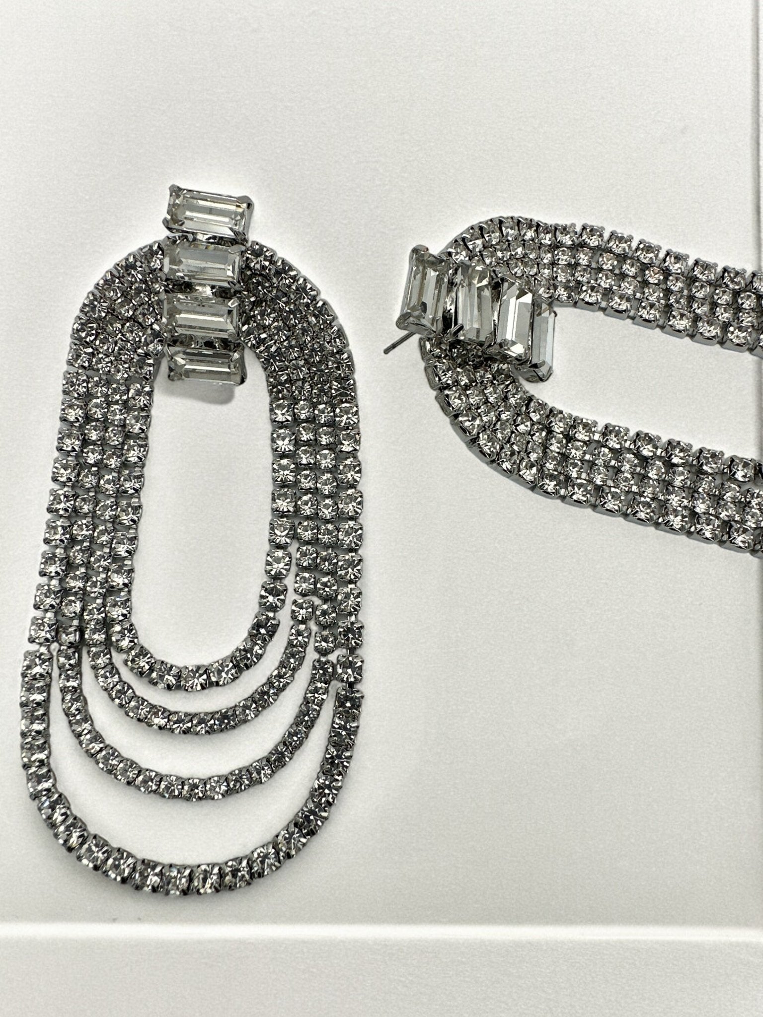 Long Elegant Diamante Rhinestone Statement Tassel Earrings - Fatisha Boutique