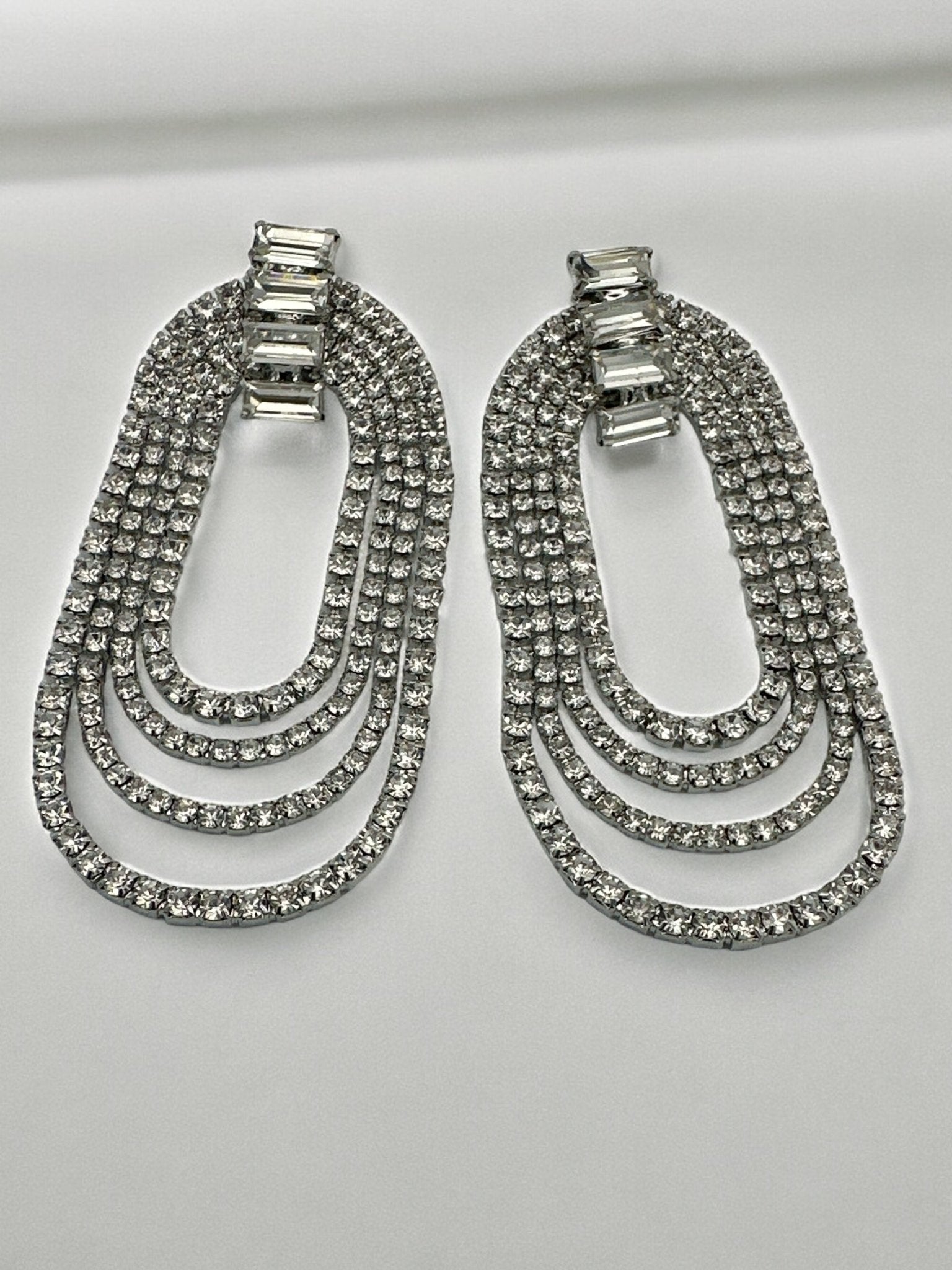Long Elegant Diamante Rhinestone Statement Tassel Earrings - Fatisha Boutique