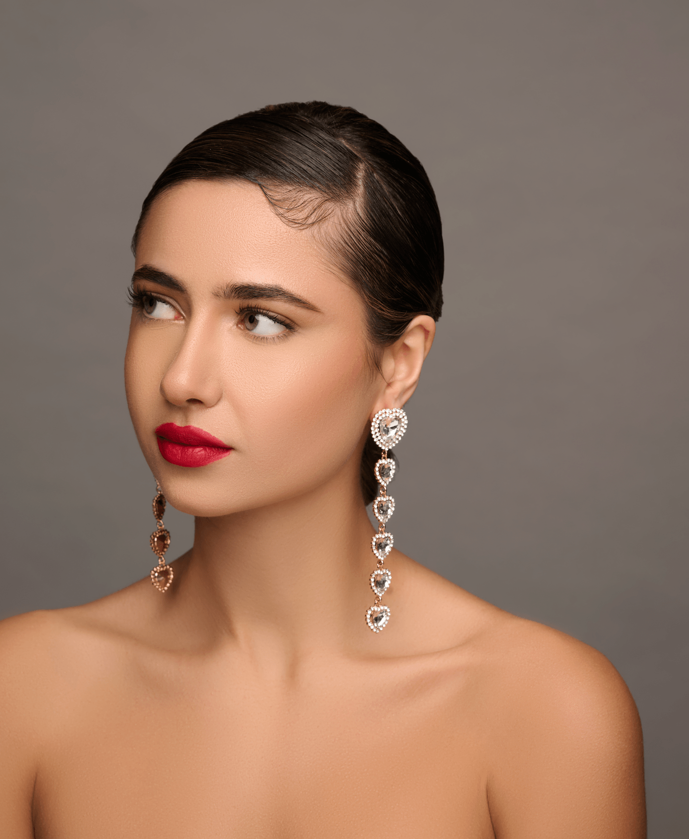 Long Elegant Diamante Rhinestone Teardrop Dangle Stud Earrings - Fatisha Boutique
