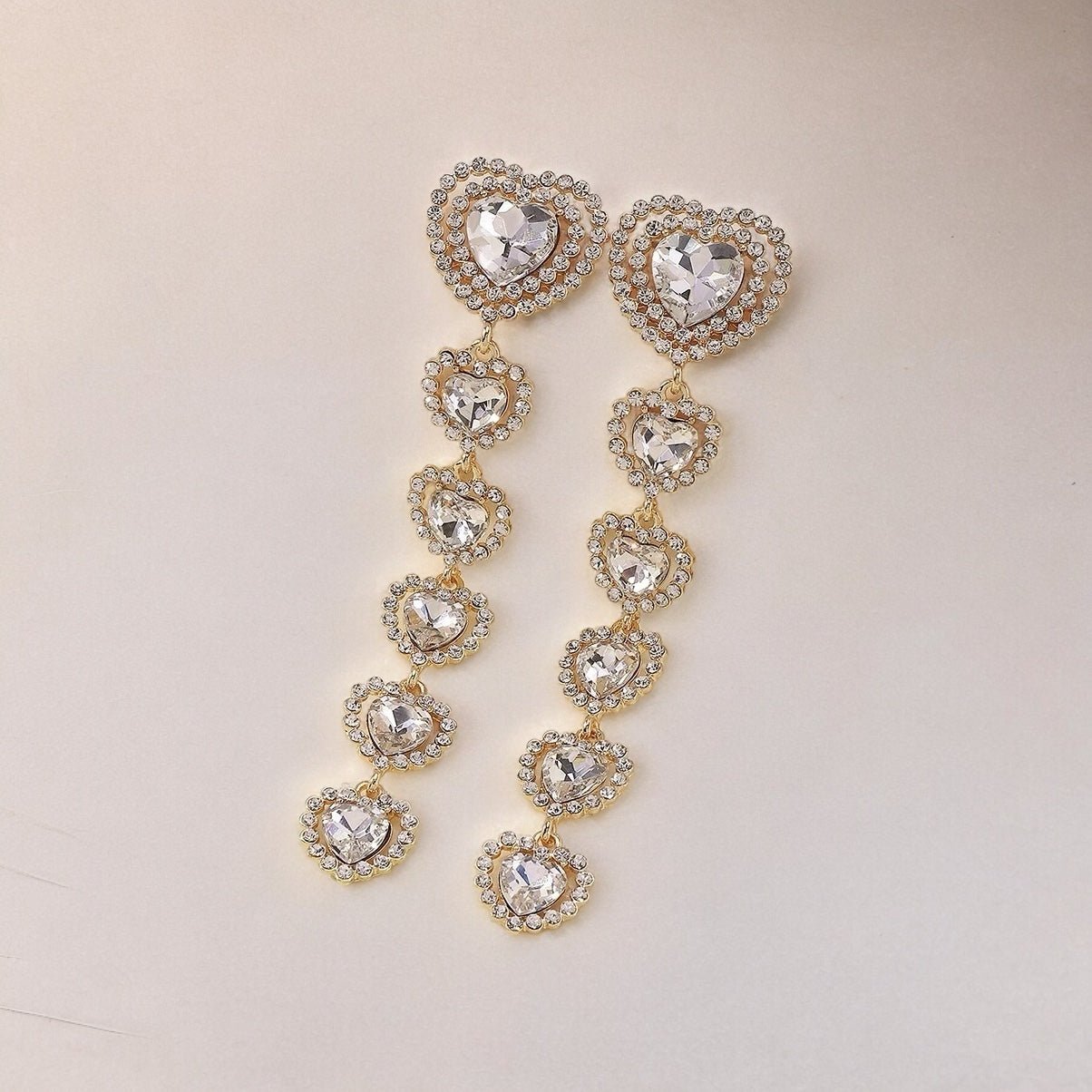 Long Elegant Diamante Rhinestone Teardrop Dangle Stud Earrings - Fatisha Boutique