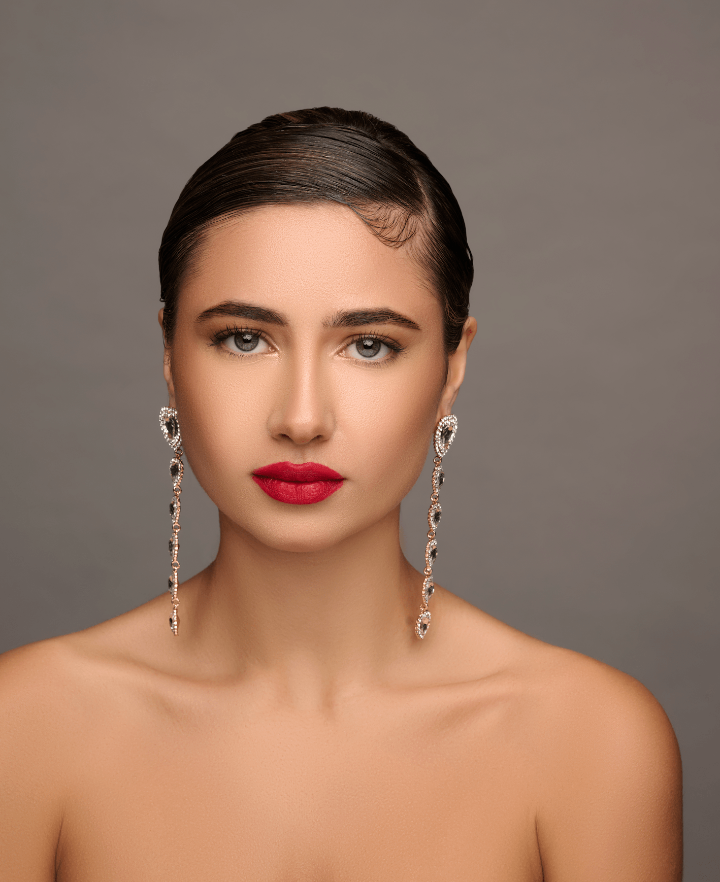 Long Elegant Diamante Rhinestone Teardrop Dangle Stud Earrings - Fatisha Boutique