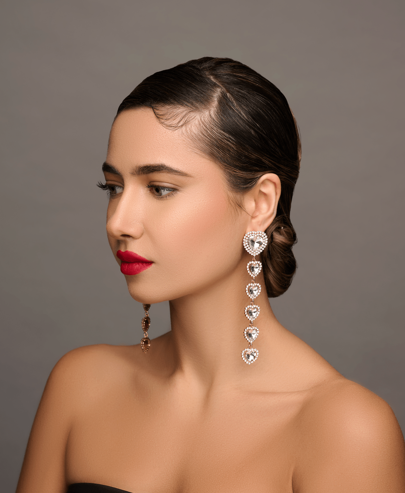 Long Elegant Diamante Rhinestone Teardrop Dangle Stud Earrings - Fatisha Boutique