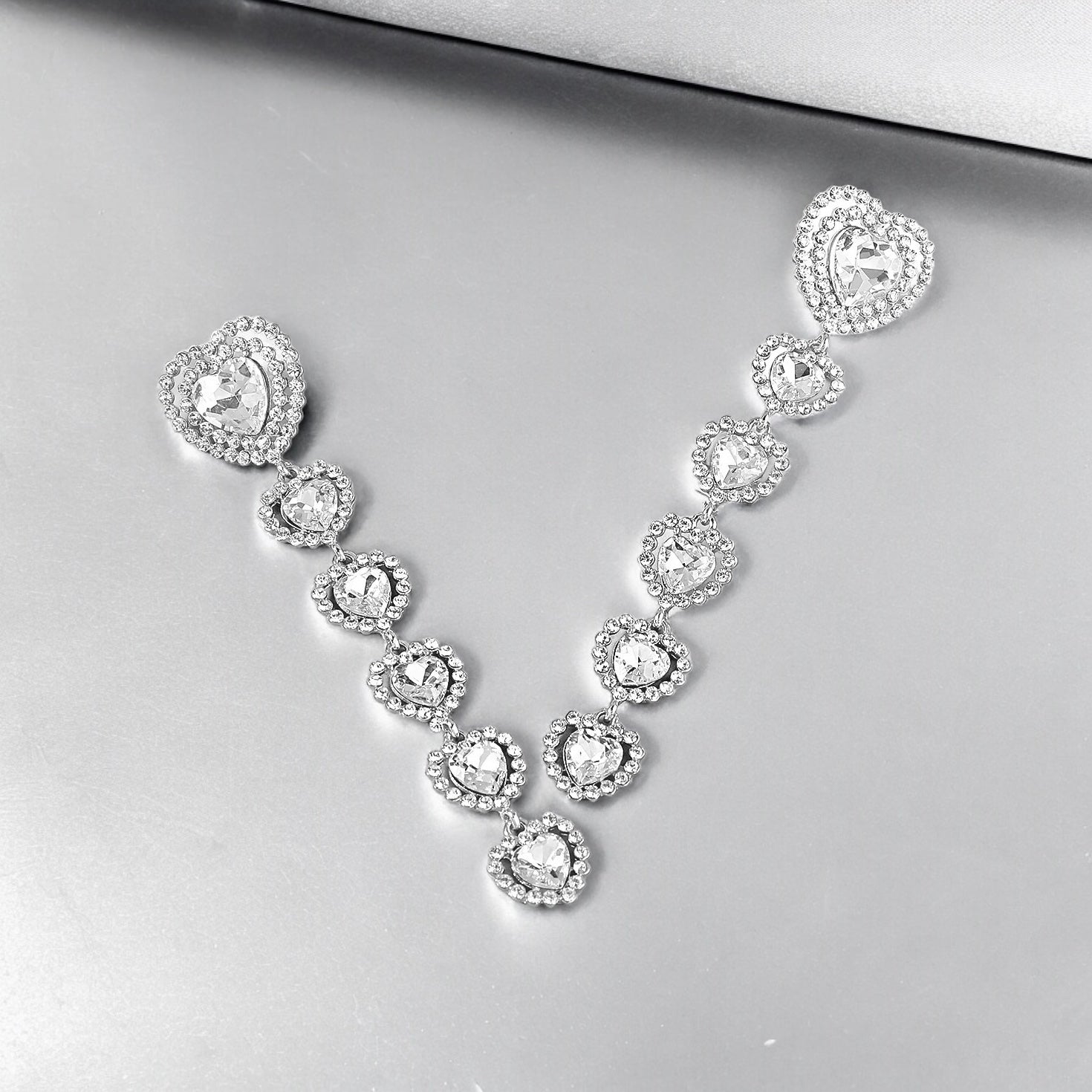Long Elegant Diamante Rhinestone Teardrop Dangle Stud Earrings - Fatisha Boutique