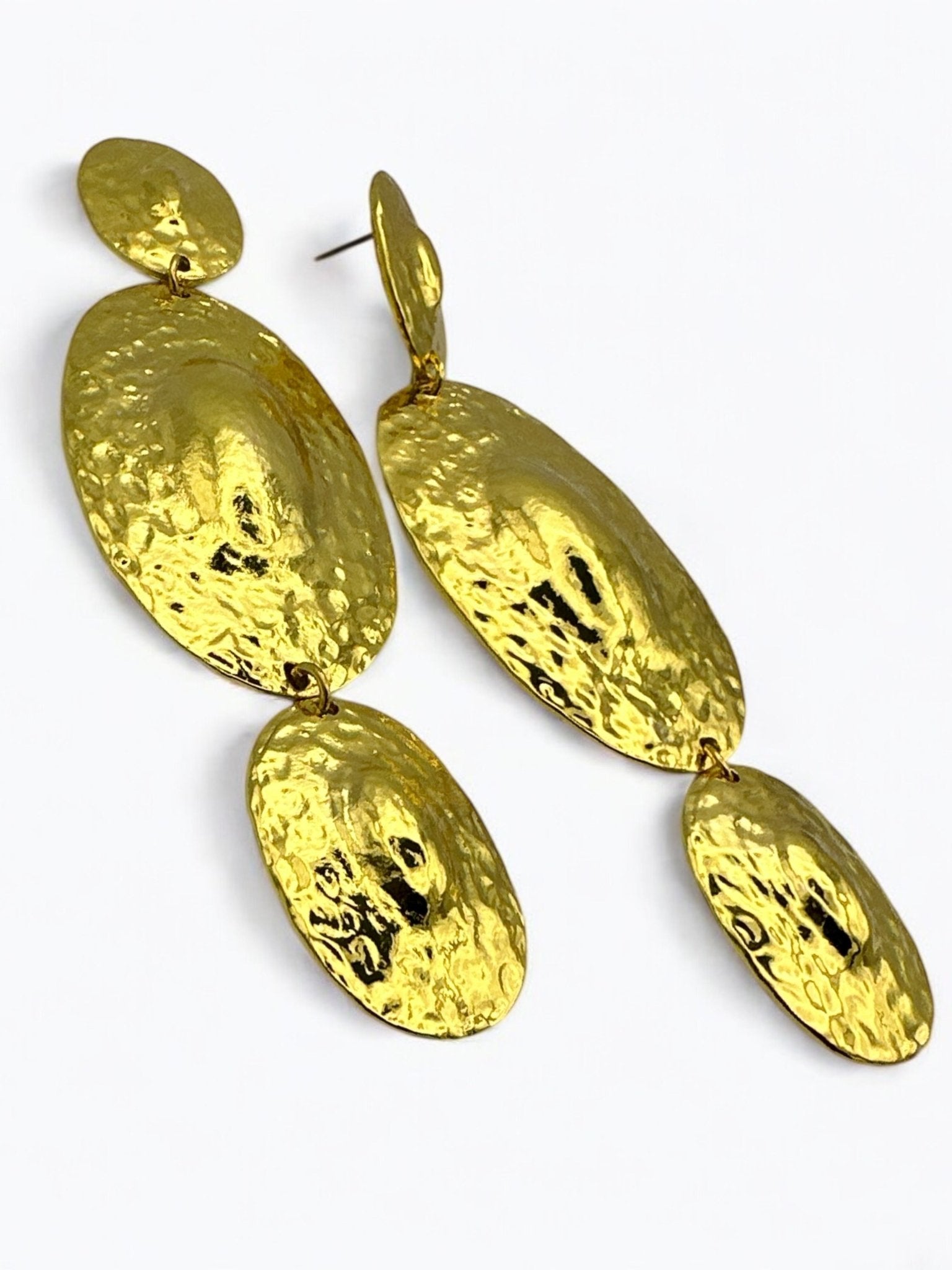 Long Elegant Hammered Alloy Dangle Earrings - Fatisha Boutique