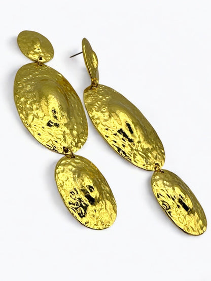 Long Elegant Hammered Alloy Dangle Earrings - Fatisha Boutique