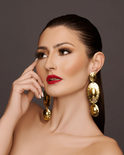 Long Elegant Hammered Alloy Dangle Earrings - Fatisha Boutique