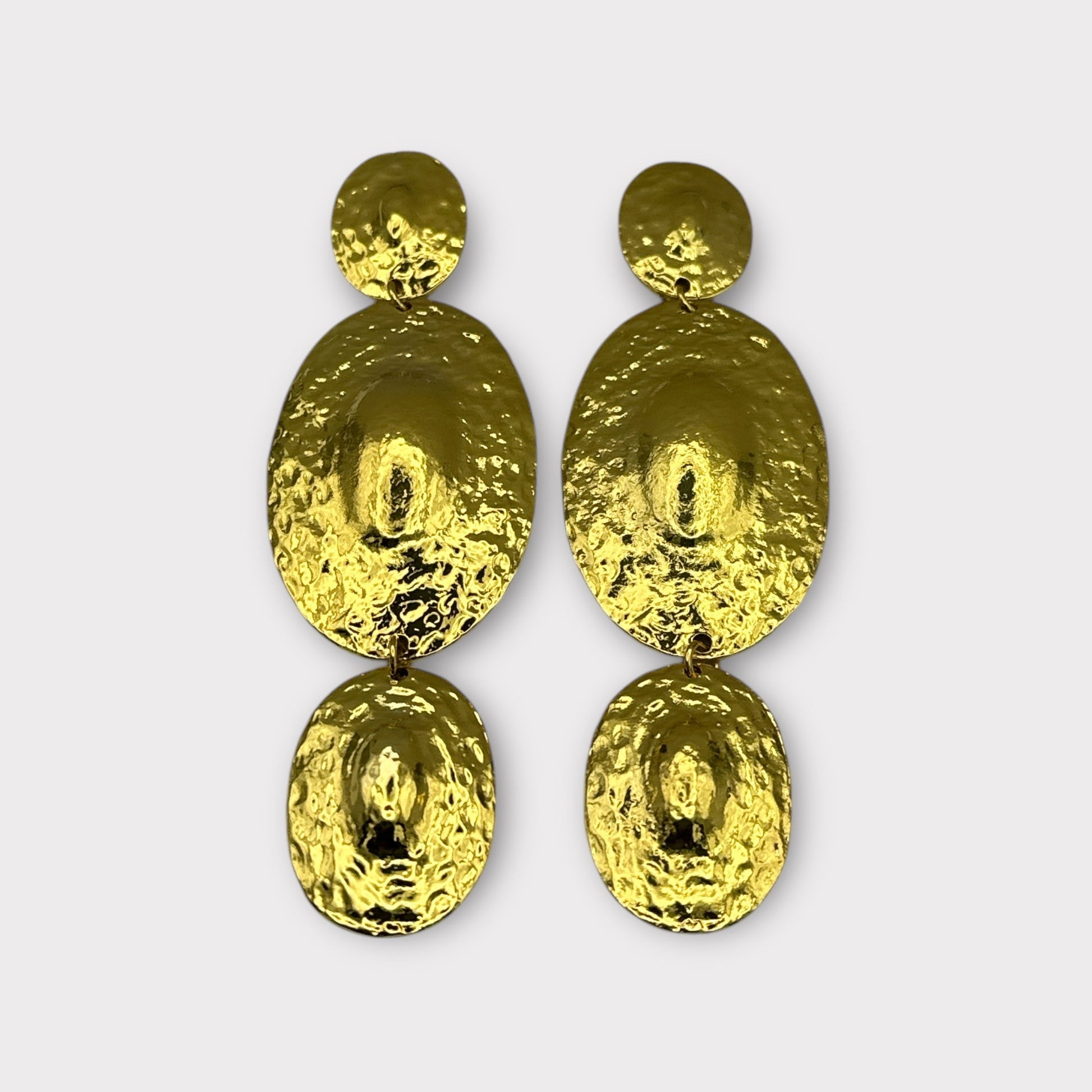 Long Elegant Hammered Dangle Earrings – Gold & Silver - Fatisha Boutique