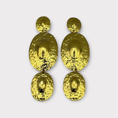 Long Elegant Hammered Dangle Earrings – Gold & Silver - Fatisha Boutique
