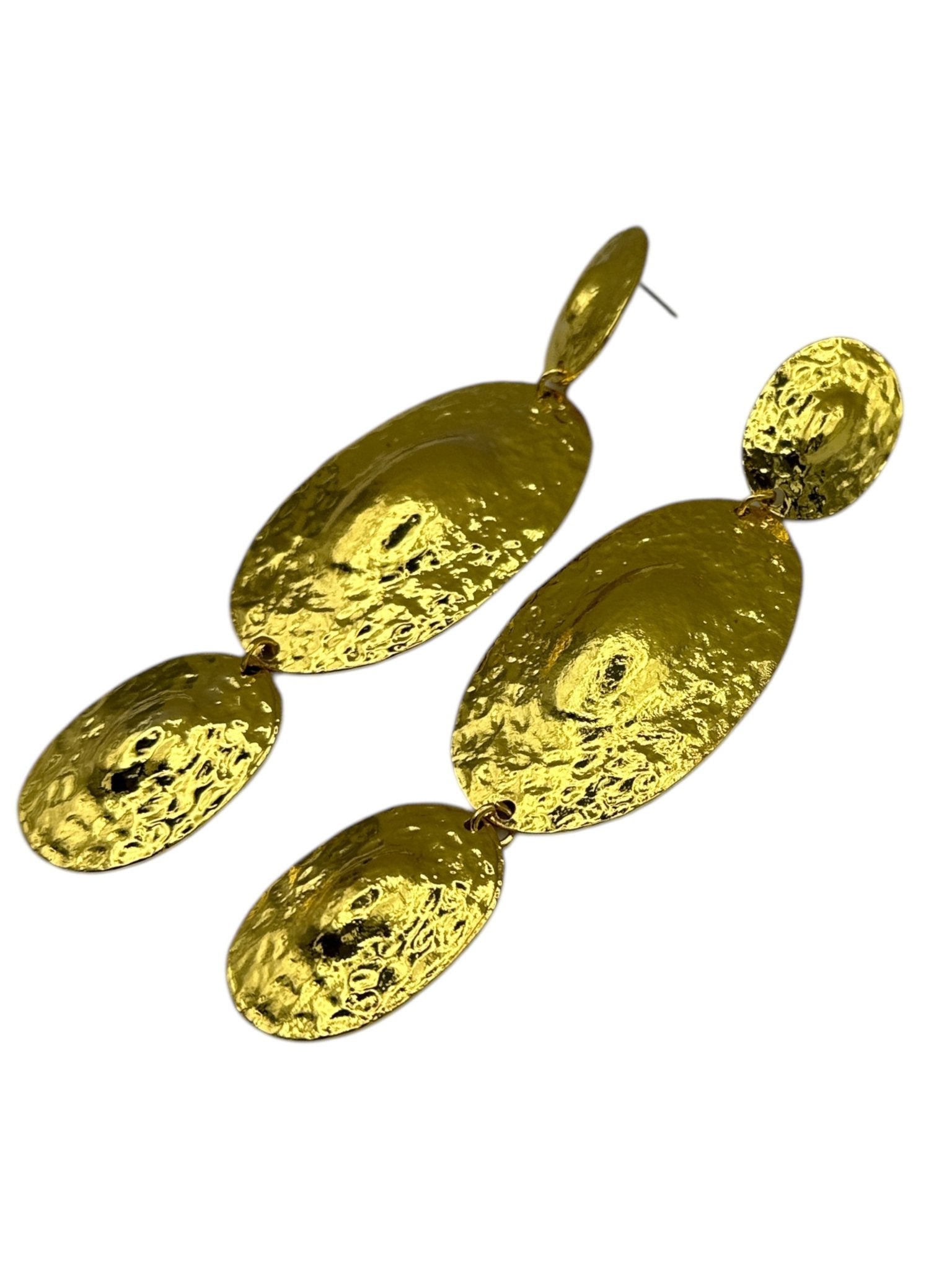 Long Elegant Hammered Dangle Earrings – Gold & Silver - Fatisha Boutique