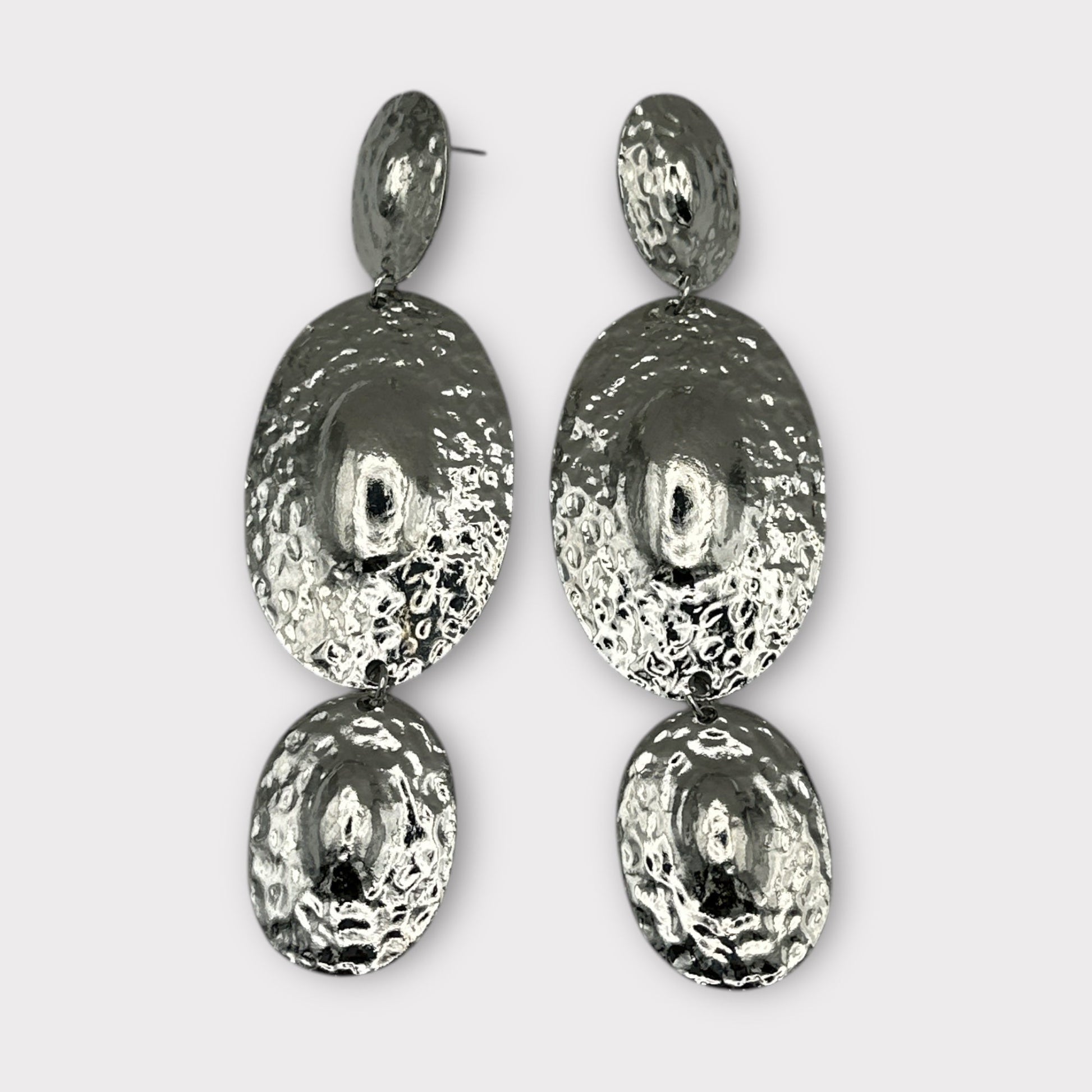 Long Elegant Hammered Dangle Earrings – Gold & Silver - Fatisha Boutique
