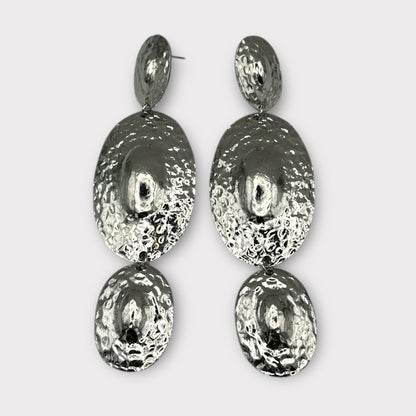 Long Elegant Hammered Dangle Earrings – Gold & Silver - Fatisha Boutique
