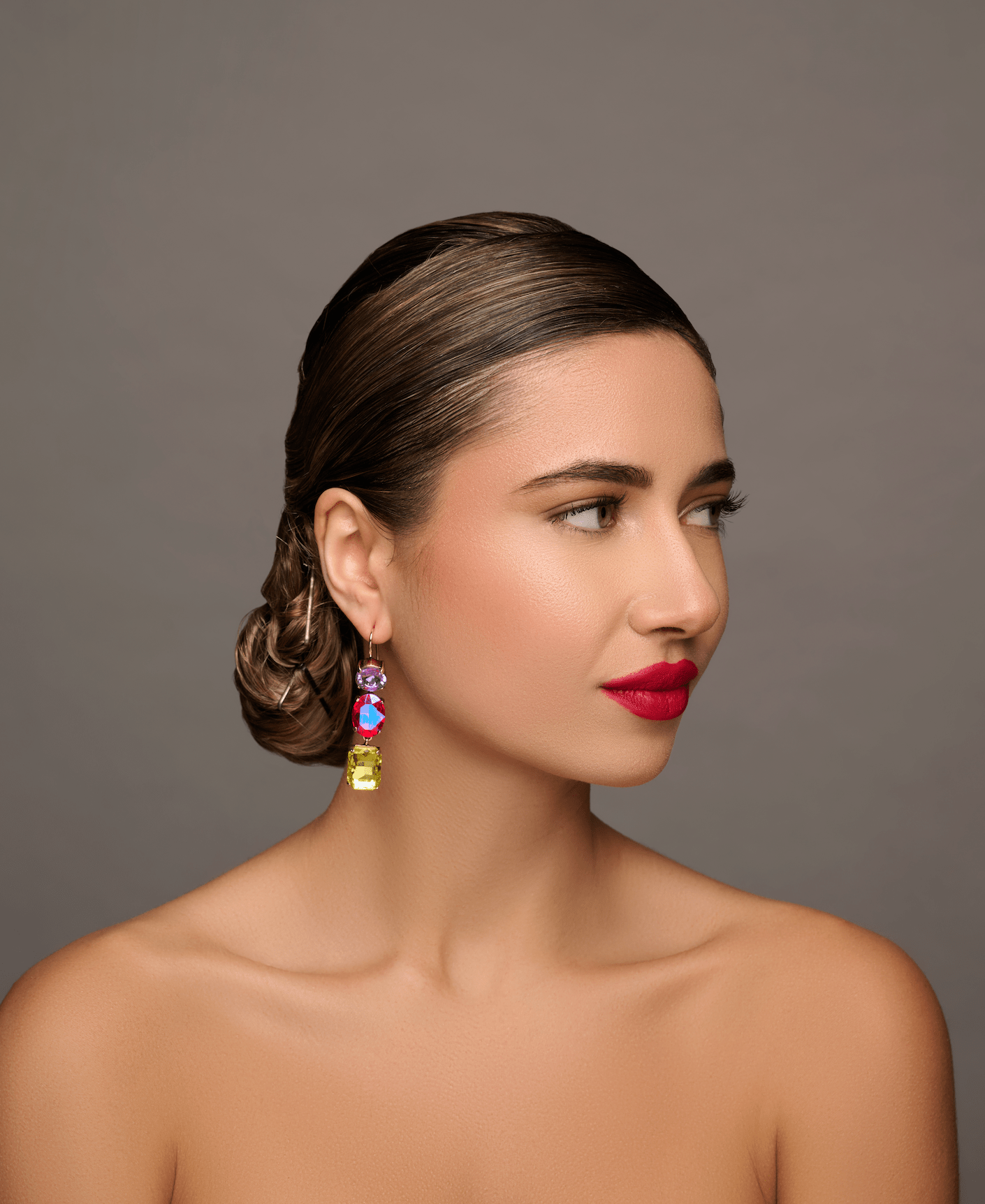 Long Elegant Multicolours Rhinestone Dangle Earrings - Fatisha Boutique