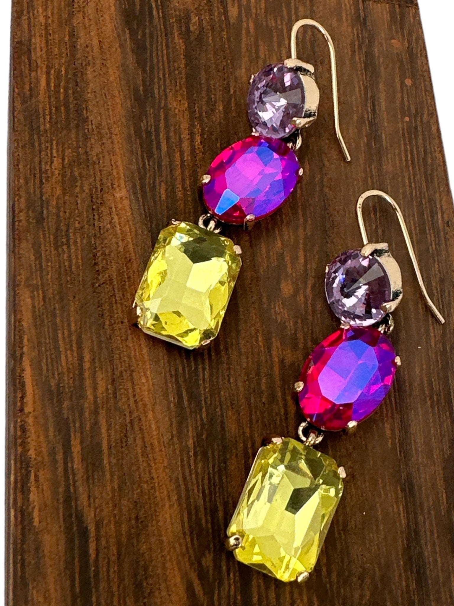Long Elegant Multicolours Rhinestone Dangle Earrings - Fatisha Boutique