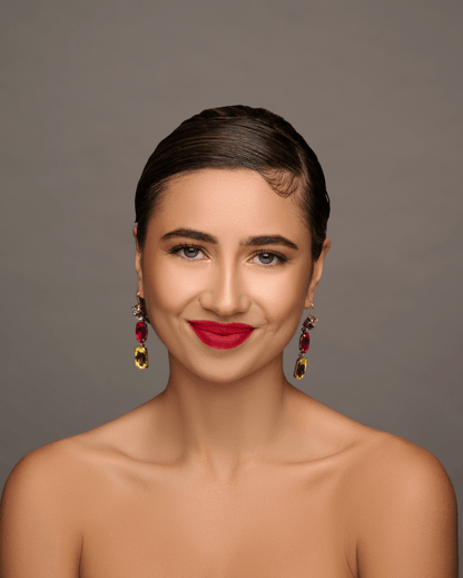 Long Elegant Multicolours Rhinestone Dangle Earrings - Fatisha Boutique