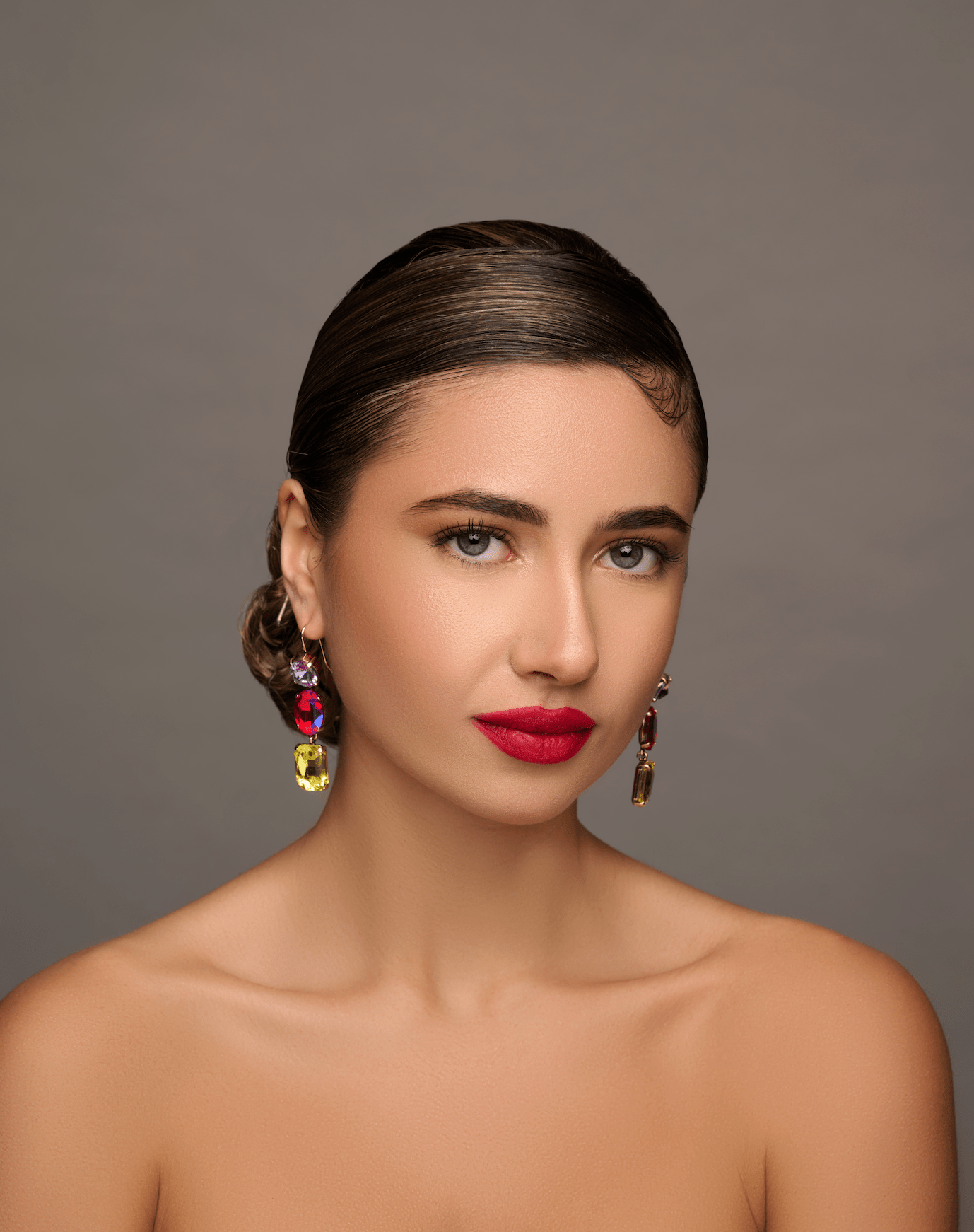Long Elegant Multicolours Rhinestone Dangle Earrings - Fatisha Boutique