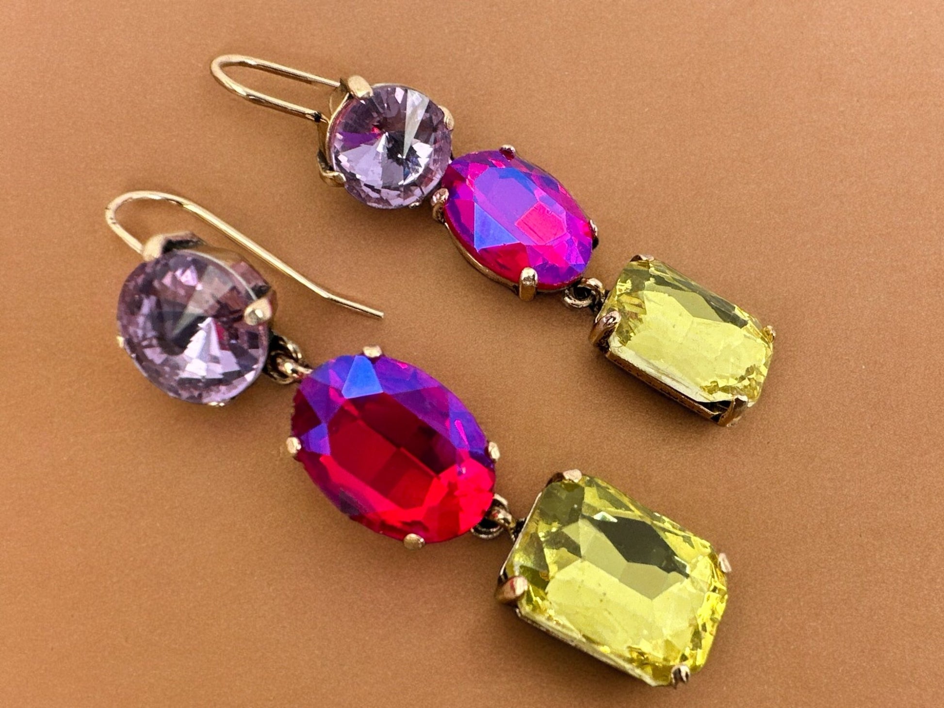Long Elegant Multicolours Rhinestone Dangle Earrings - Fatisha Boutique