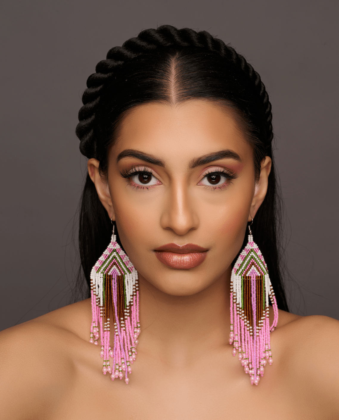 Long Elegant Pink Beaded Dangle Earrings | Authentic African Ethnic Jewellery - Fatisha Boutique