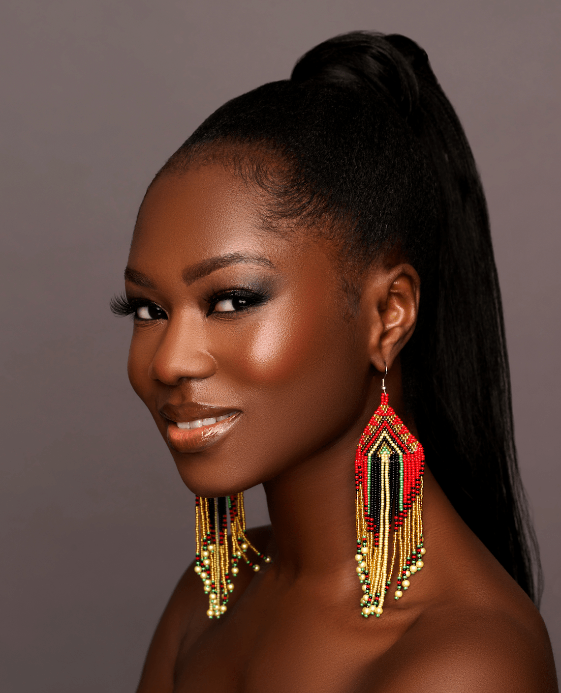 Long Elegant Red Multi - Beaded African Ethnic Dangle Earrings – Authentic Handmade Tribal Jewellery - Fatisha Boutique