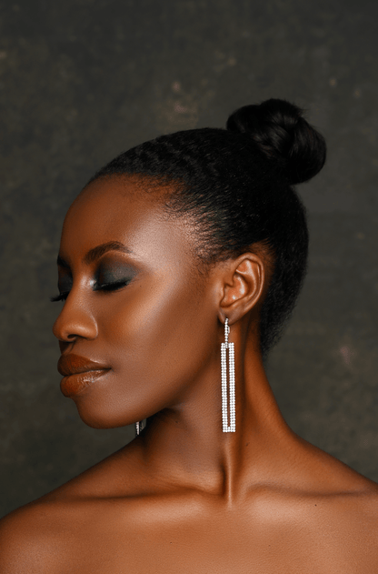 Long Elegant Rhinestone Rectangle Dangle Earrings - Fatisha Boutique