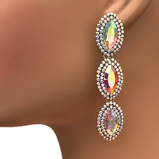 Long Elegant Sparkling Dazzling Statement Drop Earrings - Fatisha Boutique