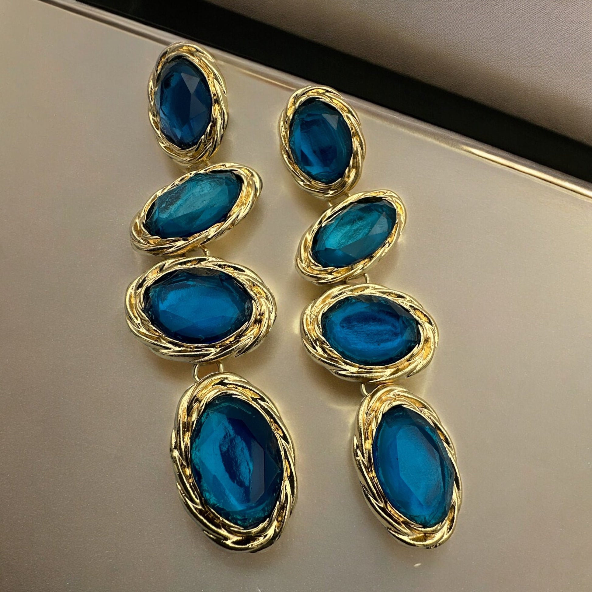 Long Elegant Sparkling Rhinestone Statement Stud Dangle Earrings - Fatisha Boutique